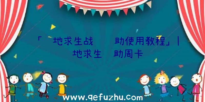 「绝地求生战龙辅助使用教程」|绝地求生辅助周卡